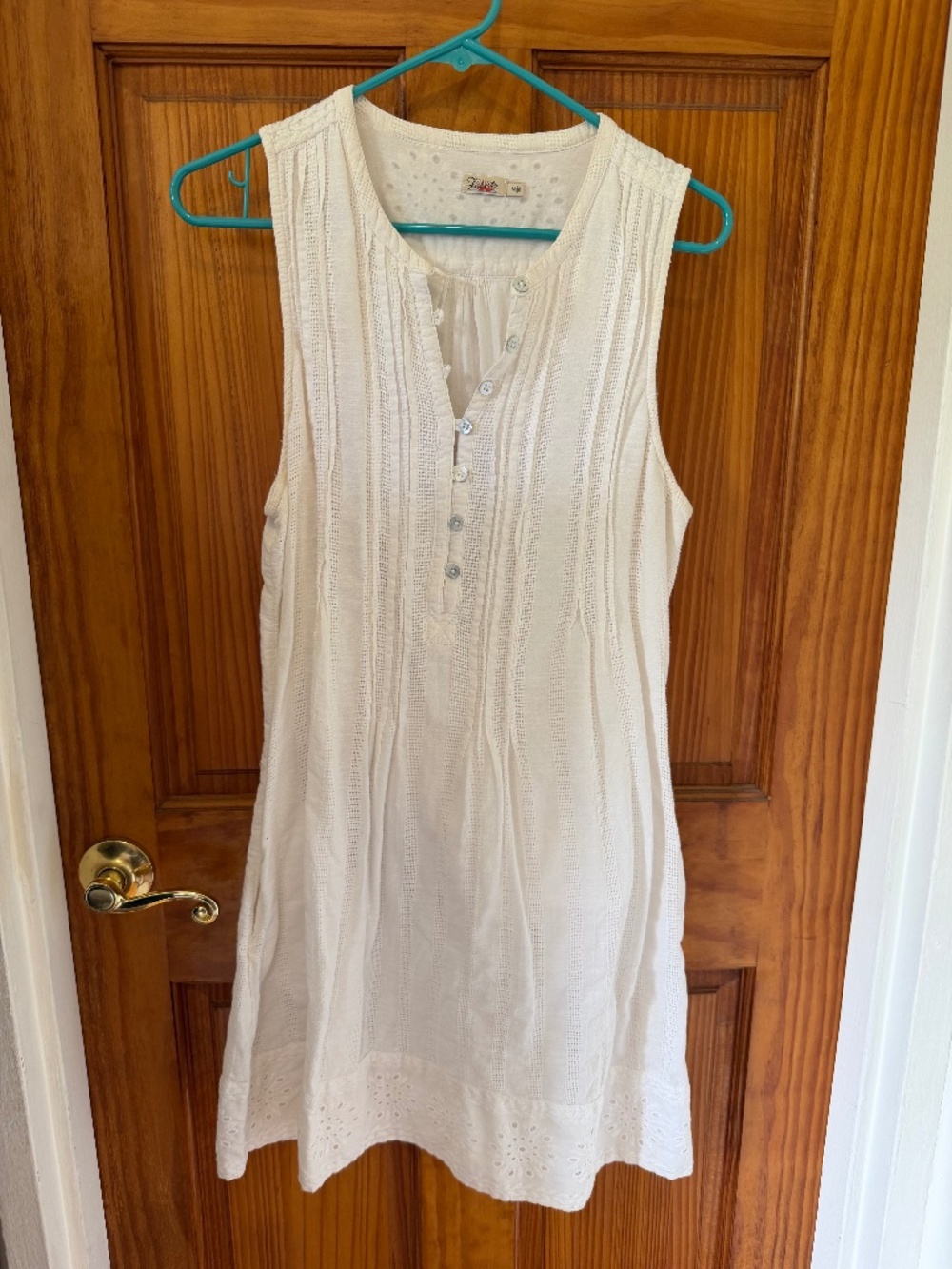 Faherty White Sleeveless Mini Dress - Medium, 100% Cotton